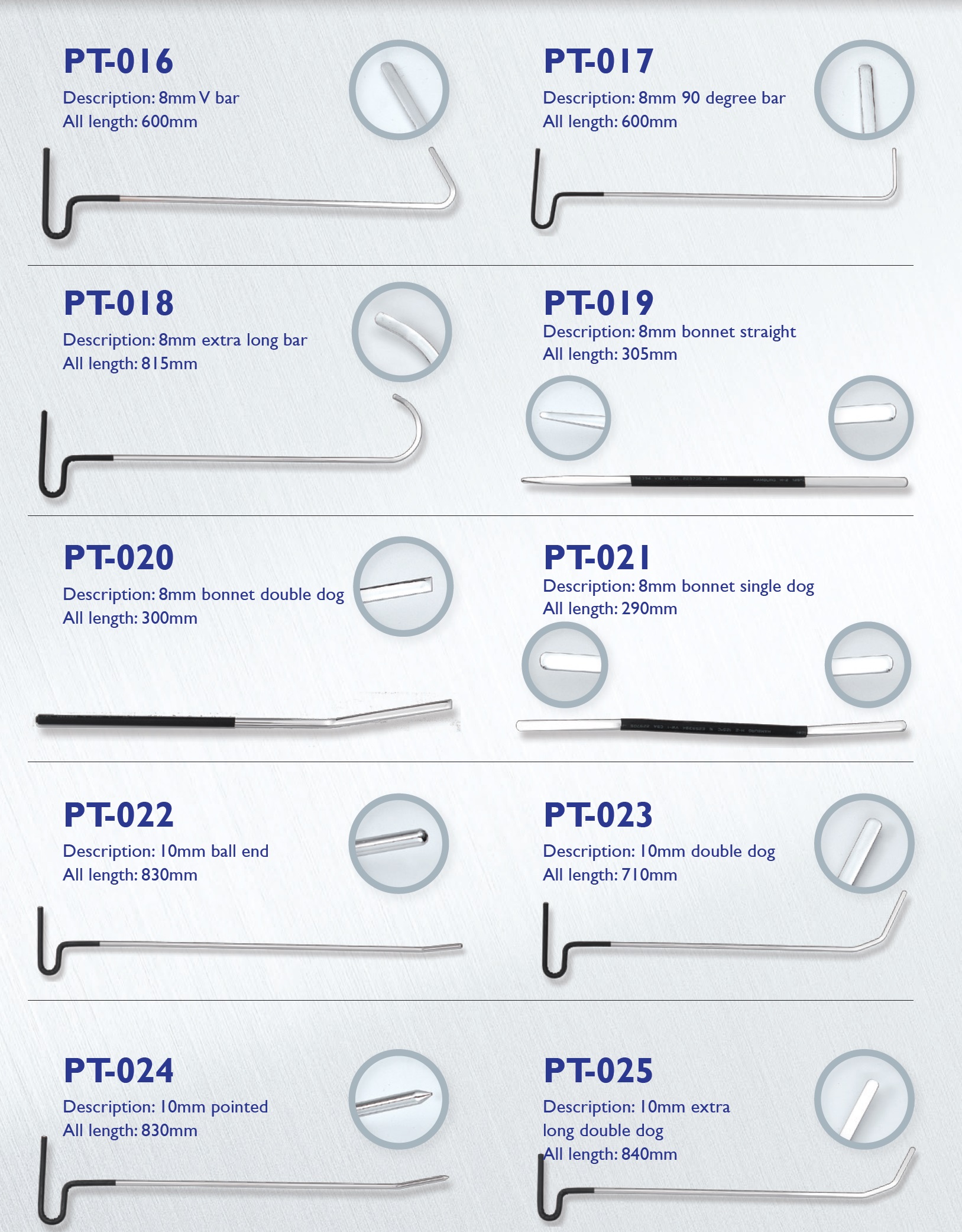 PT-016~PT-025 PANEL REPAIR TOOLS